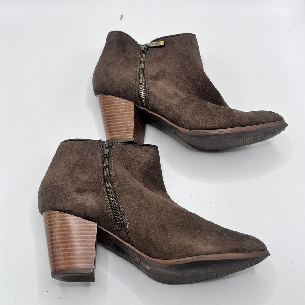 Style & Co Jamila Brown Faux Suede Ankle Booties Block Heel Womens 9M F0187